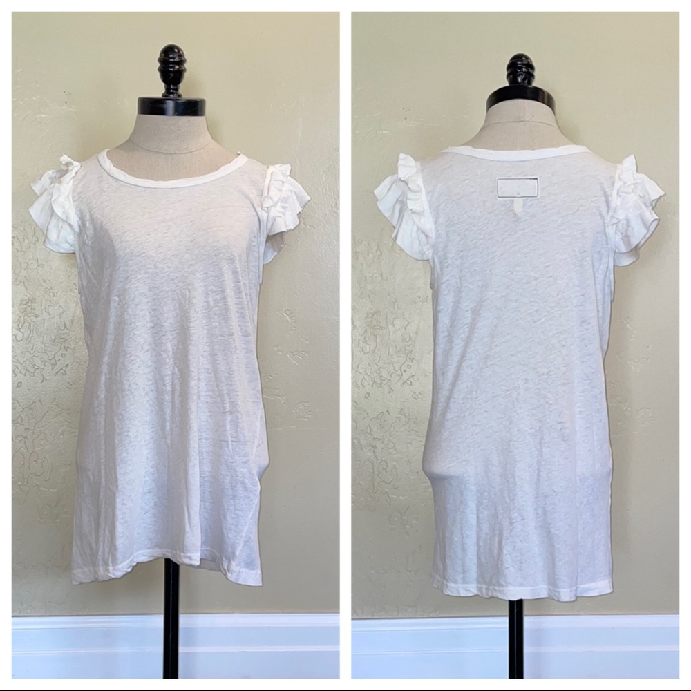 Current Elliot Double Ruffle Muscle Star White Size Medium